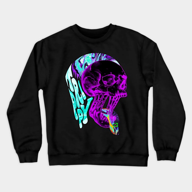 Colorful trippy skull Crewneck Sweatshirt by LANX